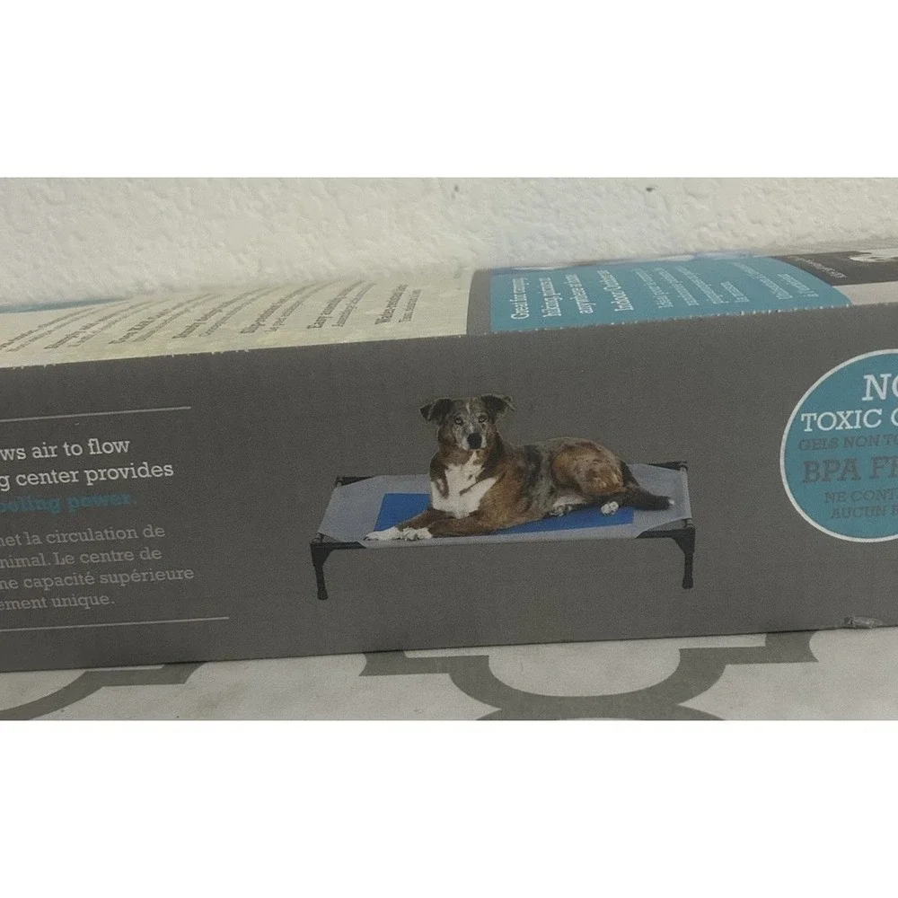 K&H Pet Products Coolin' Pet Cot Elevated Pet Bed Gray/Blue Large 42 X 30 X 7 In